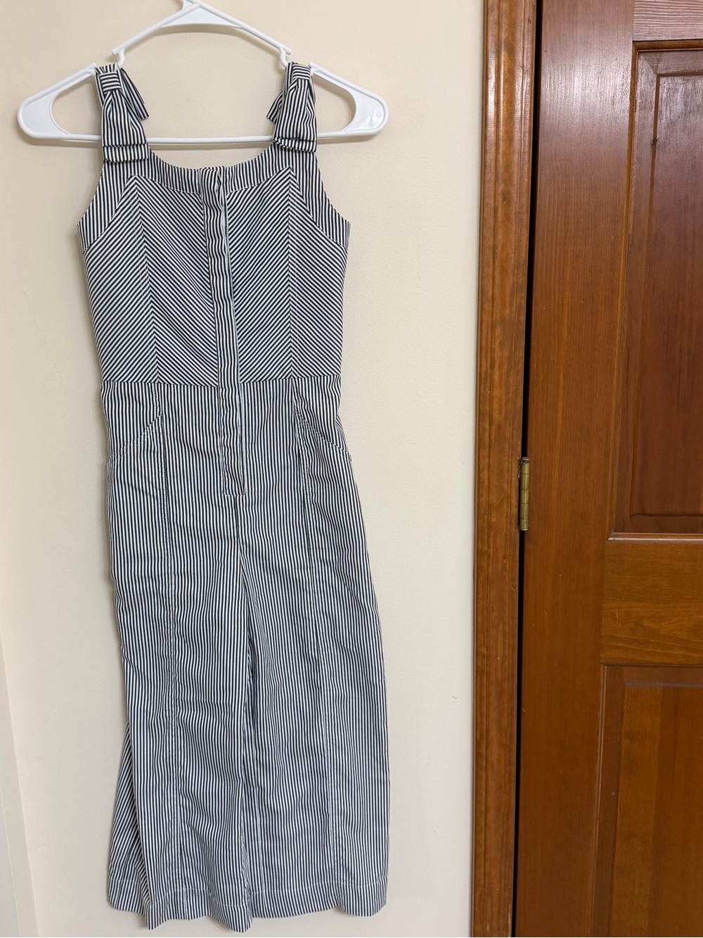 Habitual Girl Striped Tie-Shoulder Jumpsuit in Black and White